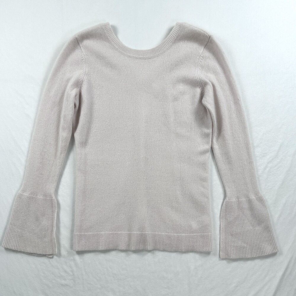 Cynthia Rowley Cashmere Sweater Size XS Light Pink Bell Sleeve V-Neck Luxury